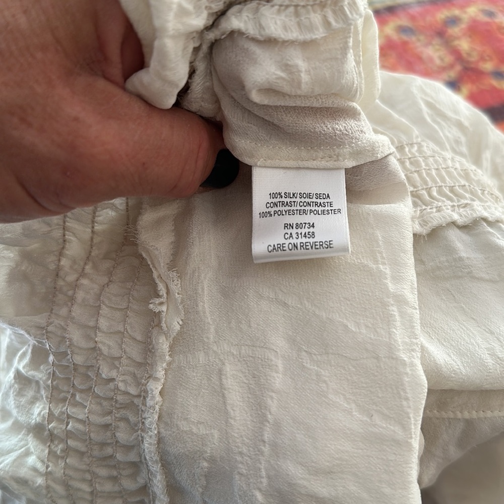 BCBG Maxaria ivory sheer ruffle blouse —medium - Picture 7 of 7
